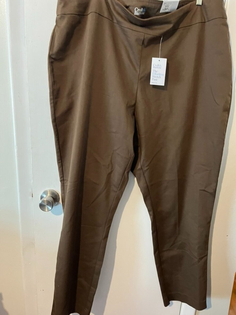 NWT Croft & Barrow Brown Pull on Stretch Pants SZ 24W Long